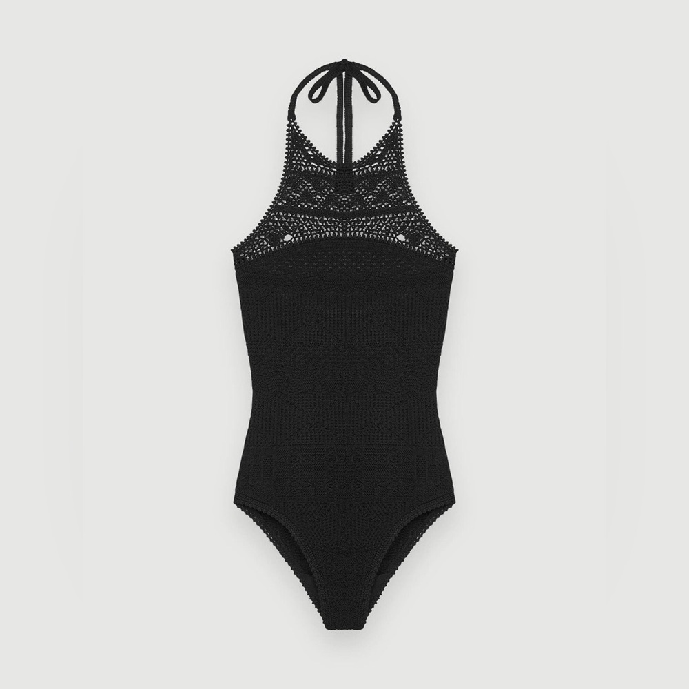 NWT Maje Monbo Crochet Swimsuit Bodysuit Top